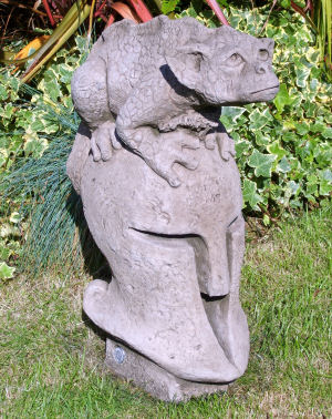 Herbert stone statue of a helmet with gothic creature on top